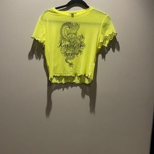 Green and black see-through shirt